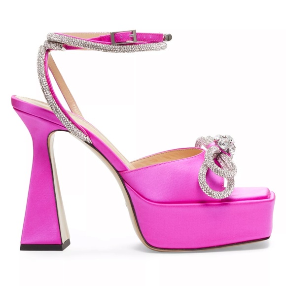 Mach & Mach Double Bow 140 Silk Ankle-Strap Sandals - Picture 2 of 12